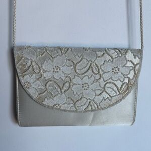 Chic Silver Floral Clutch